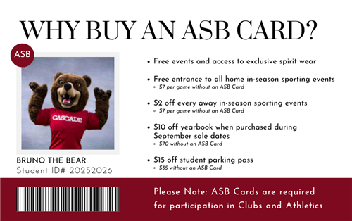 Why buy ASB? Free in-season home games & $2 off away, $10 off yearbook, $15 off parking, exclusive spirit wear & events!